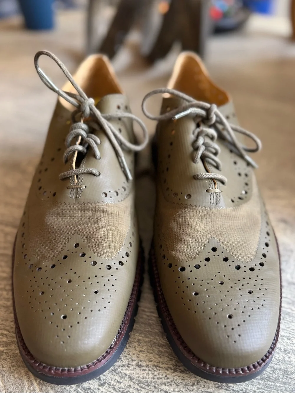 Cole Haan Olive Wingtip Derby Shoes
